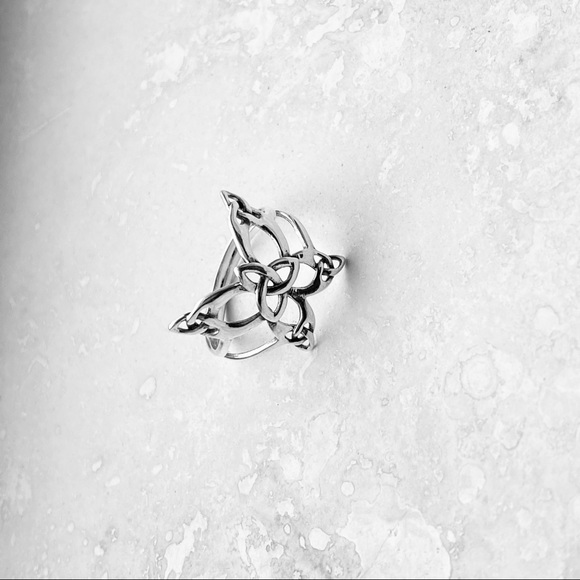Sterling Silver Thin Celtic Butterfly Ring, Delicate Triquetra Knot Rings - Picture 12 of 12